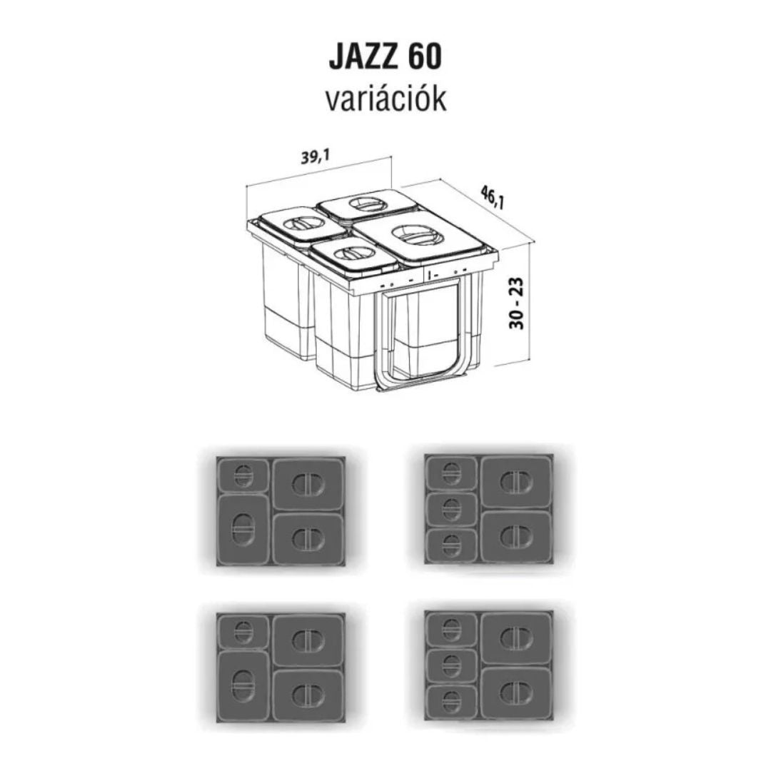 EKOTECH JAZZ 60 93004162602 Pattumiera Cassetto per Raccolta Differenziata 4 Contenitori