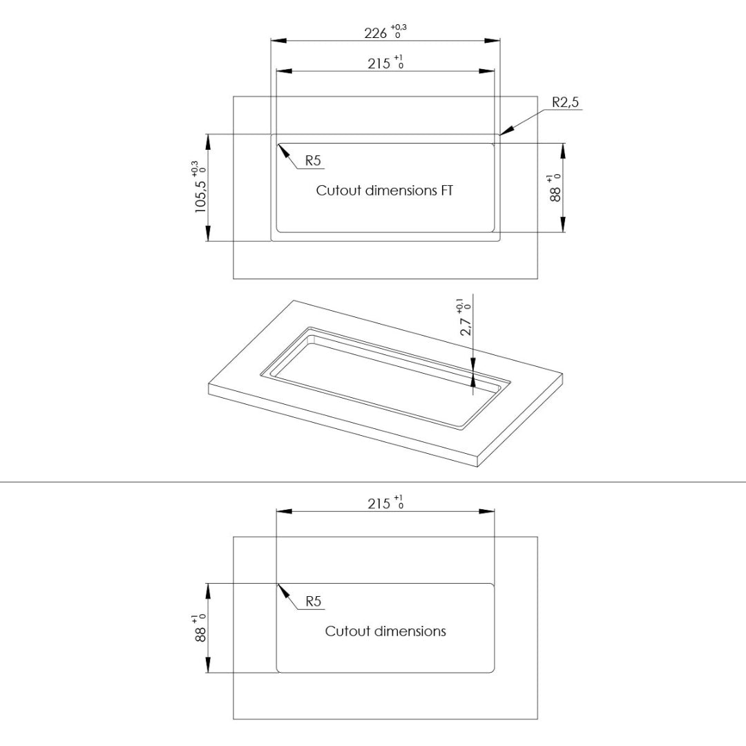 FOSTER 8000116 Portaprese Slot Push Incasso Piani di lavoro Gun Metal Reverse