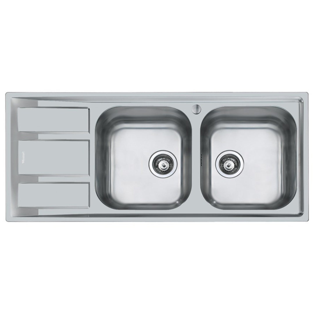 FOSTER FM 1972061 Lavello 2 Vasche Destra Gocciolatoio Sinistra Acciaio Inox cm. 116 x 50