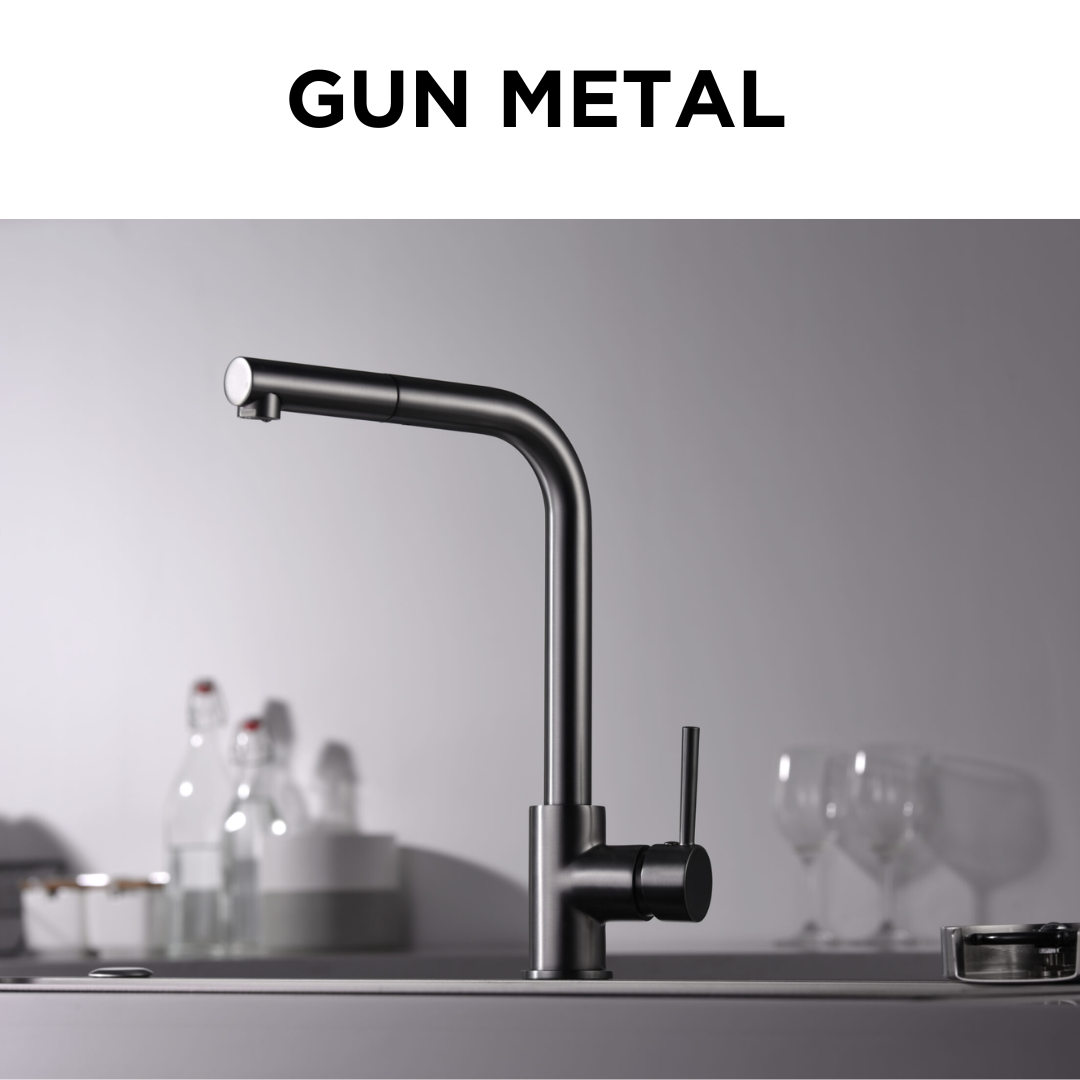 Monocomando con doccetta estraibile gun metal