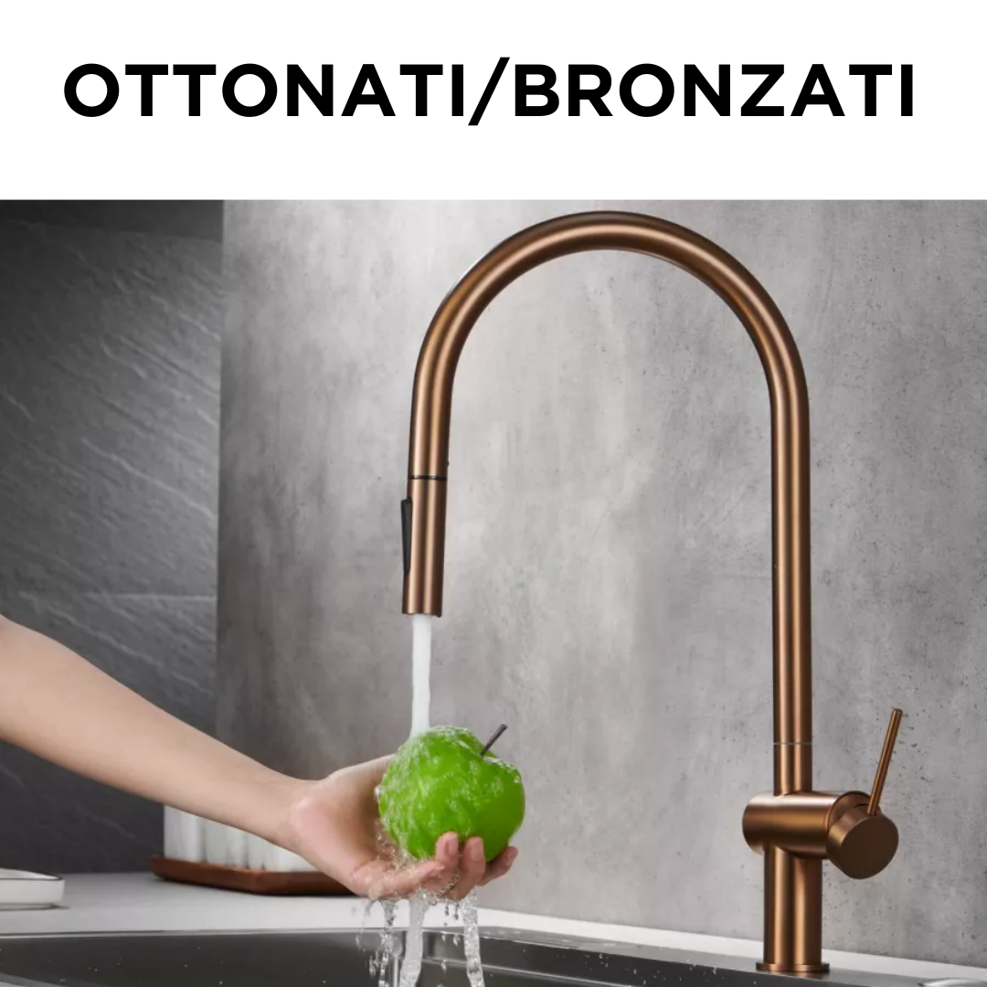 Monocomando con doccetta estraibile ottonati/bronzati