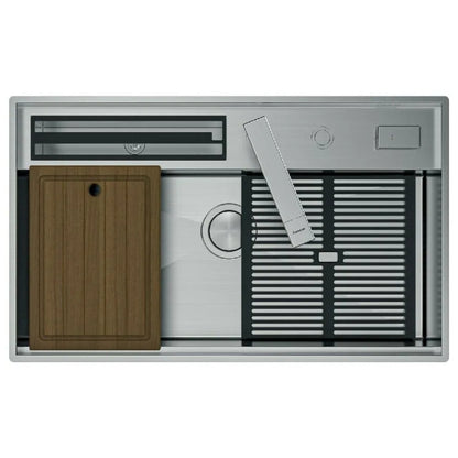 Foster 3780000 Galante Lavello Sottotop 1 Vasca Inox Spazzolato con Canalino cm. 86 x 52