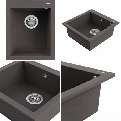 Elleci Quadra 100 LKQ10087 Lavello da Incasso Sopratop 1 Vasca Keratek Cacao cm. 38 x 44