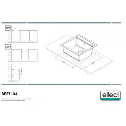 ELECI BEST 104 LGB10451 Lavello da Incasso 1 Vasca Sopratop Granitek Avena cm. 51 x 51