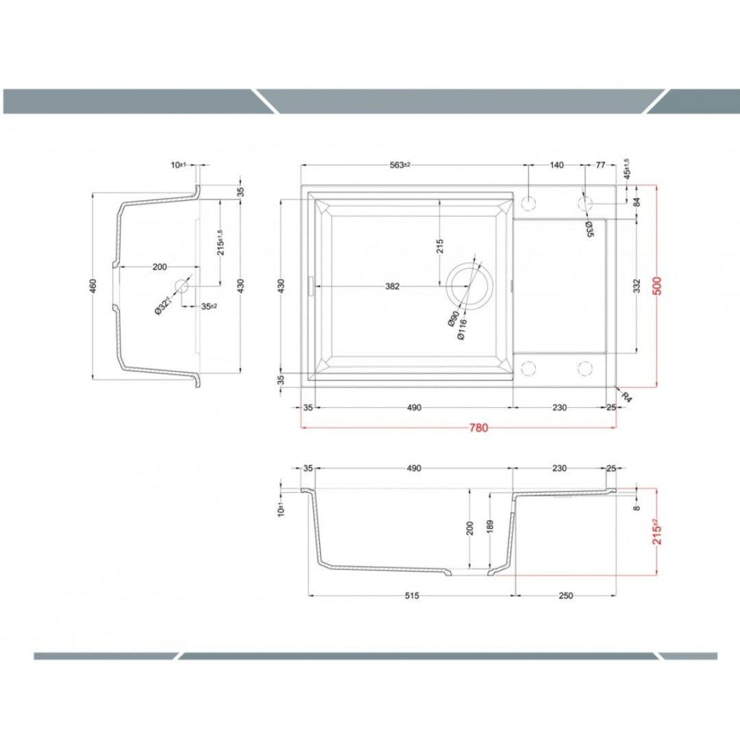 Elleci Easy 310 LGY31039 Lavello 1 Vasca con Gocciolatoio Reversibile Sopratop Granitek Bianco Soft cm 78x 50