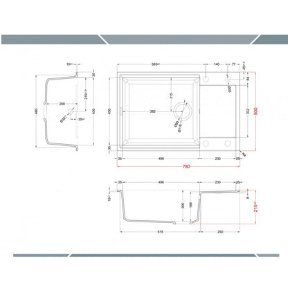 Elleci Easy 310 LGY31039 Lavello 1 Vasca con Gocciolatoio Reversibile Sopratop Granitek Bianco Soft cm 78x 50