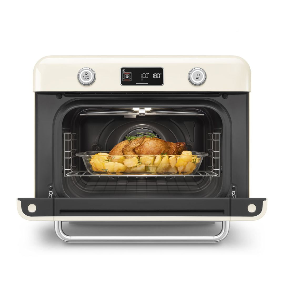SMEG COF01CREU Forno Combinato Vapore da Appoggio Panna Lucido Estetica 50’s Style