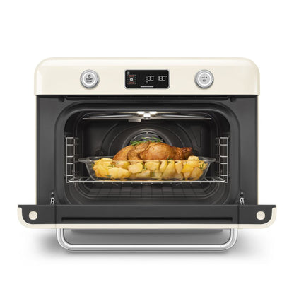 SMEG COF01CREU Forno Combinato Vapore da Appoggio Panna Lucido Estetica 50’s Style