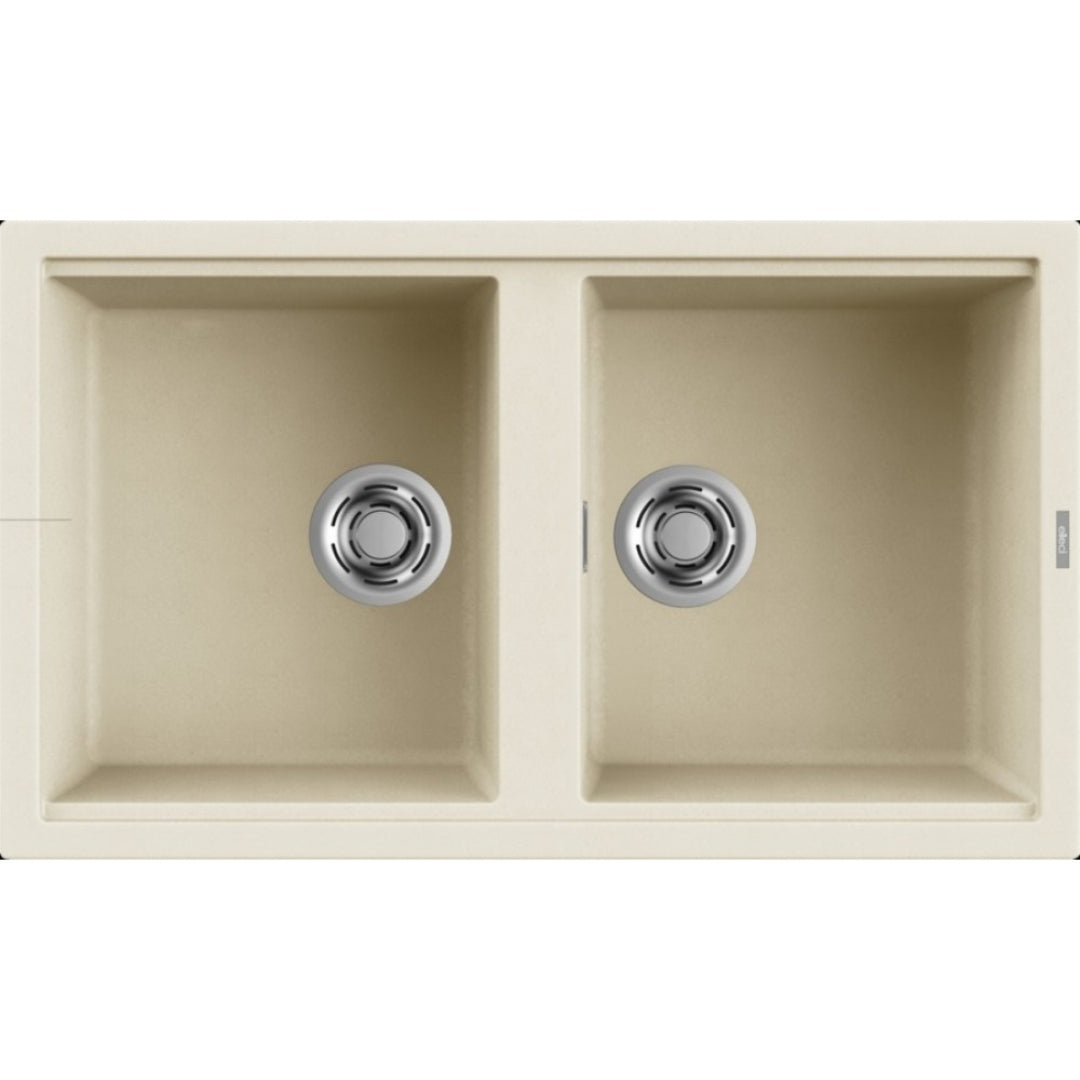 Elleci Best 450 LGB45062 Lavello 2 Vasche Sopratop Granitek Bianco Antico cm 86 x 51