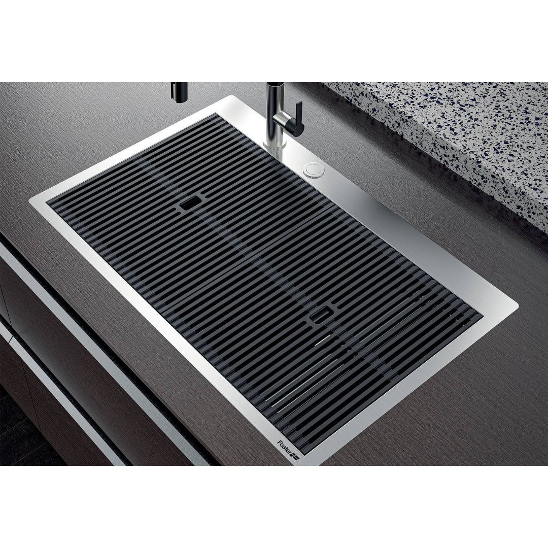 Foster Milanello Workstation 1034050 Lavello 1 Vasca Incasso Filotop Acciaio Inox Spazzolato mm. 806x520