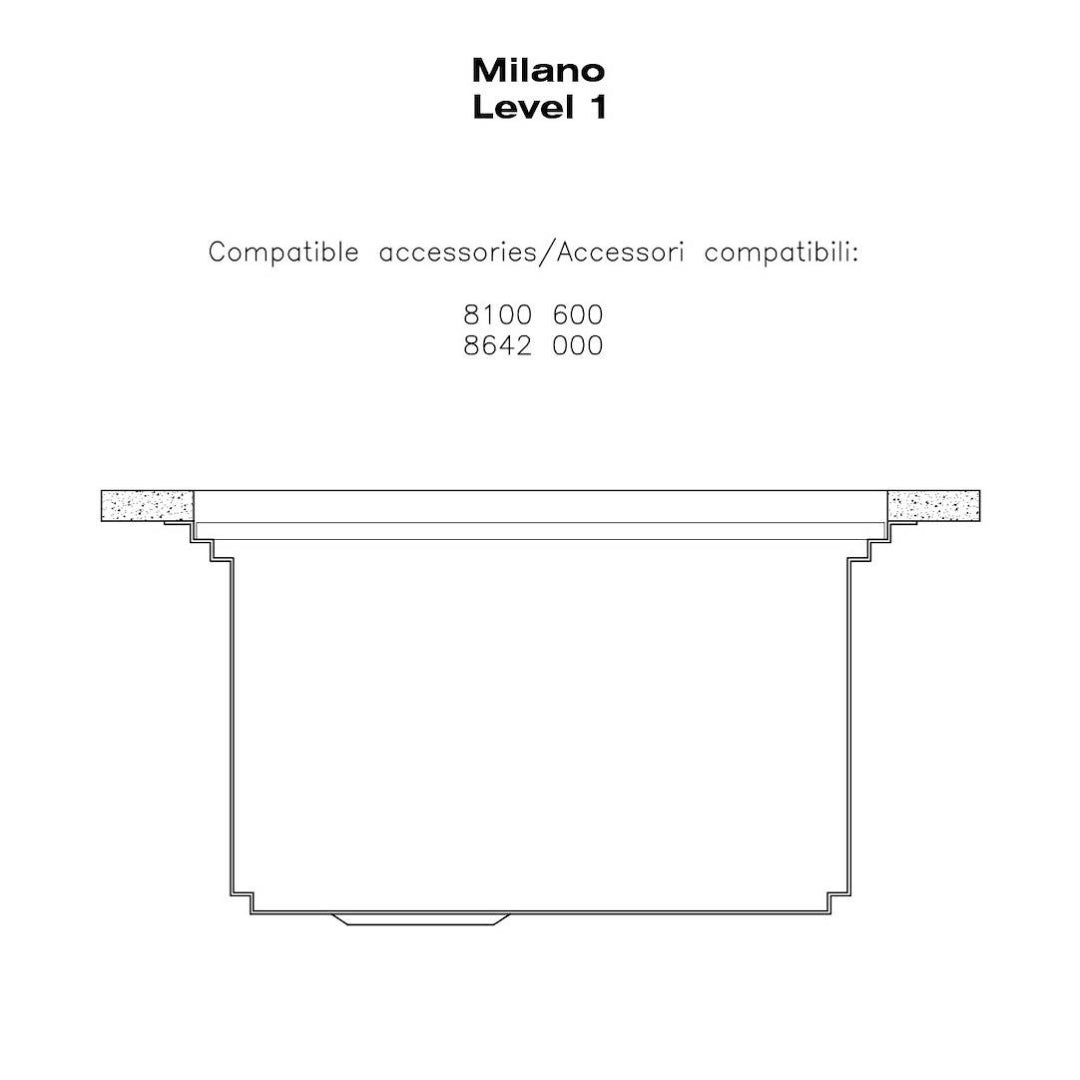 Foster Milano 1011050 Lavello Filotop Acciaio Inox Spazzolato 1 Vasca Diamantata cm. 52 x 56