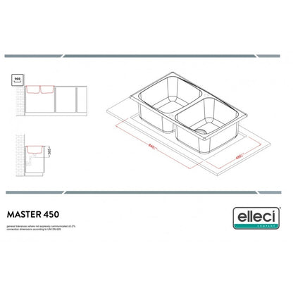 Elleci Master 450 LGM45062 Lavello 2 Vasche Reversibile Sopratop Granitek Bianco Antico cm. 86 x 50