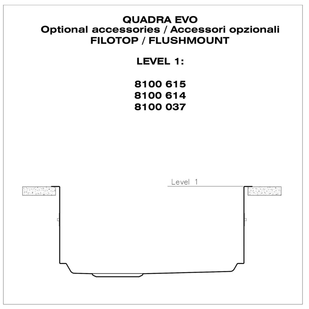 Foster Quadra Evo 1257050 Lavello 1 Vasca Incasso Filotop Acciaio Inox Spazzolato cm. 78 x 47