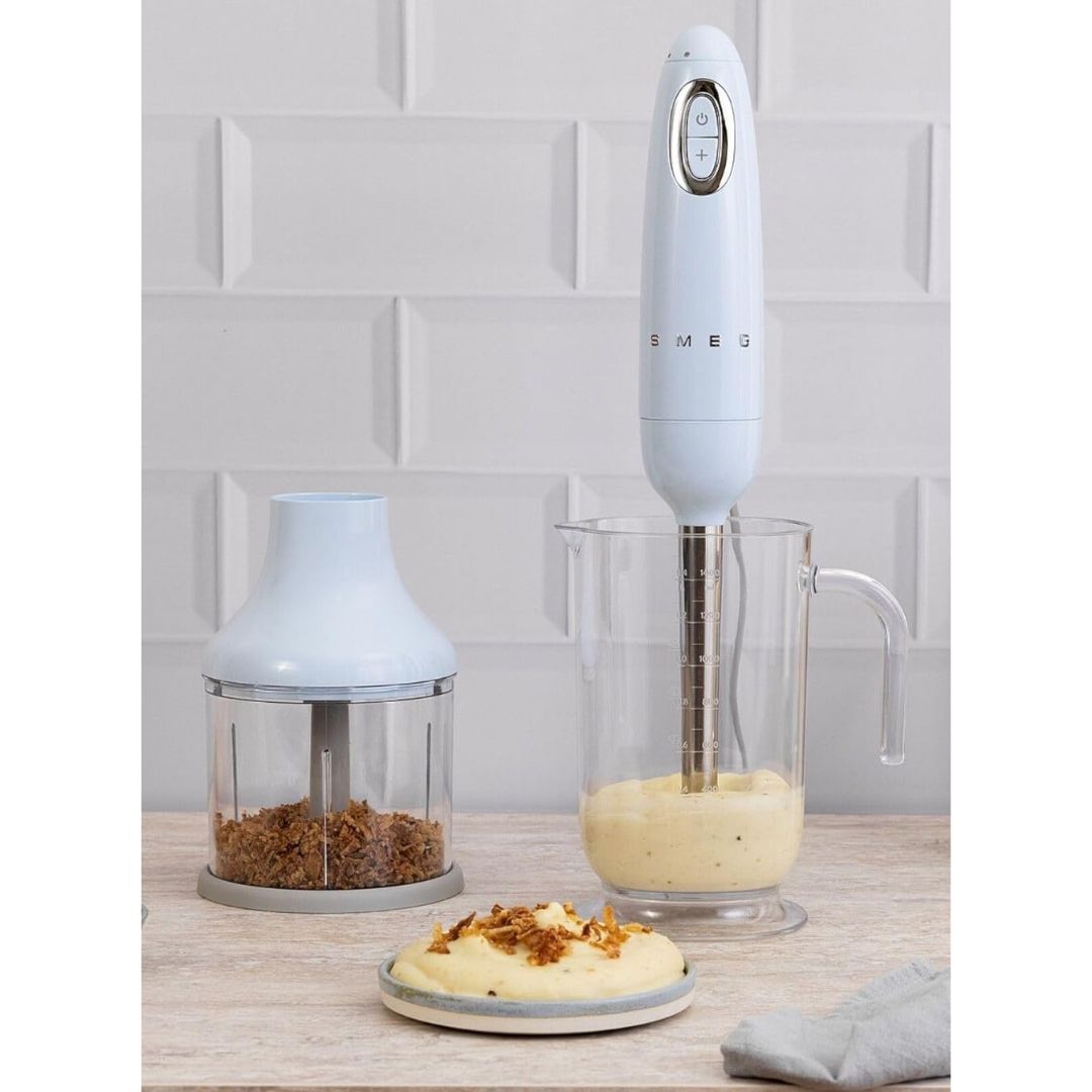 SMEG HBF03BLEU Frullatore a Immersione con Frusta Tritatutto Nero 700W