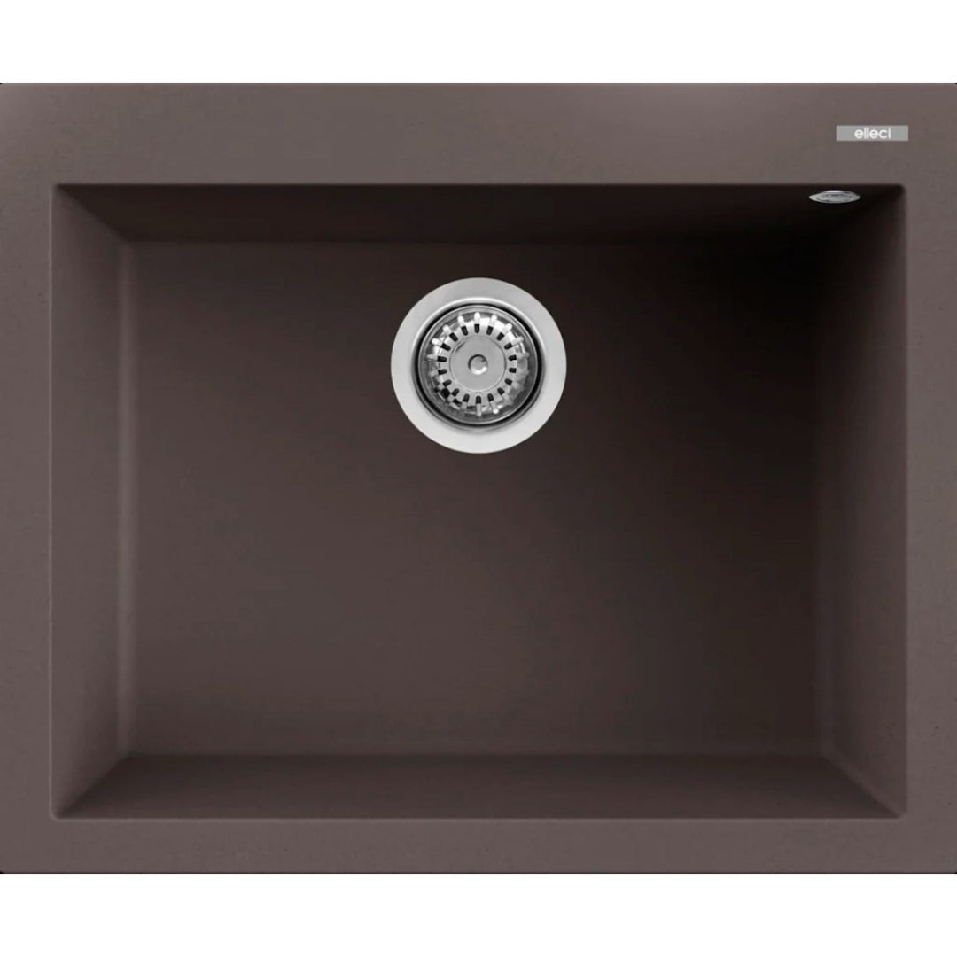 Elleci Quadra 110 LKQ11087 Lavello da Incasso Sopratop Monovasca Keratek Cocoa cm. 61 x 50