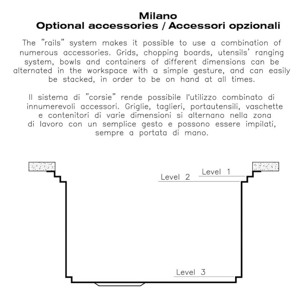 Foster Milano 1011050 Lavello Filotop Acciaio Inox Spazzolato 1 Vasca Diamantata cm. 52 x 56