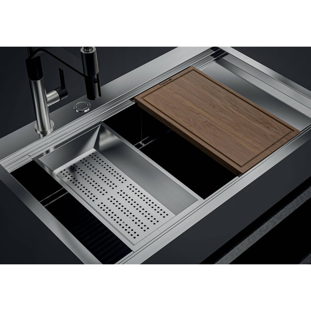 Foster Milanello Workstation 1034050 Lavello 1 Vasca Incasso Filotop Acciaio Inox Spazzolato mm. 806x520