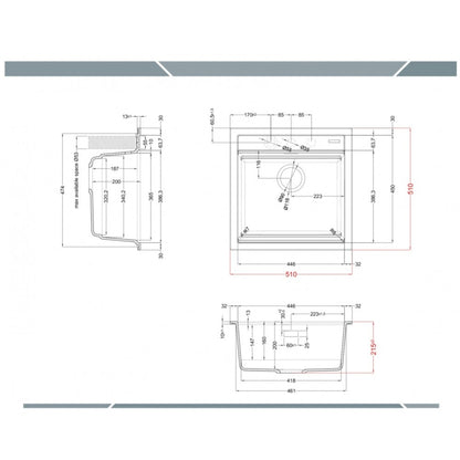 ELLECI BEST LGB10459 Lavello Incasso 1 Vasca Incasso Sopratop Antracite cm. 51 x 51