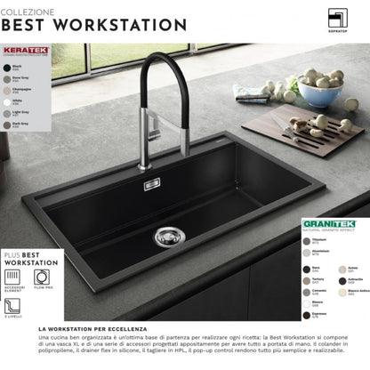 Elleci Best 104 LGB10439 Lavello da Incasso 1 Vasca Sopratop Granitek Bianco Soft cm. 51 x 51