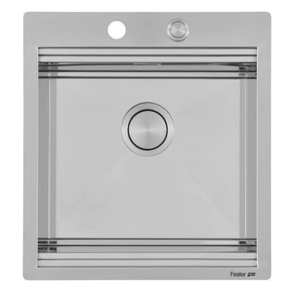 Foster Milanello 1031050 Lavello 1 Vasca Incasso Filotop Acciaio Inox Spazzolato mm 486 x 520