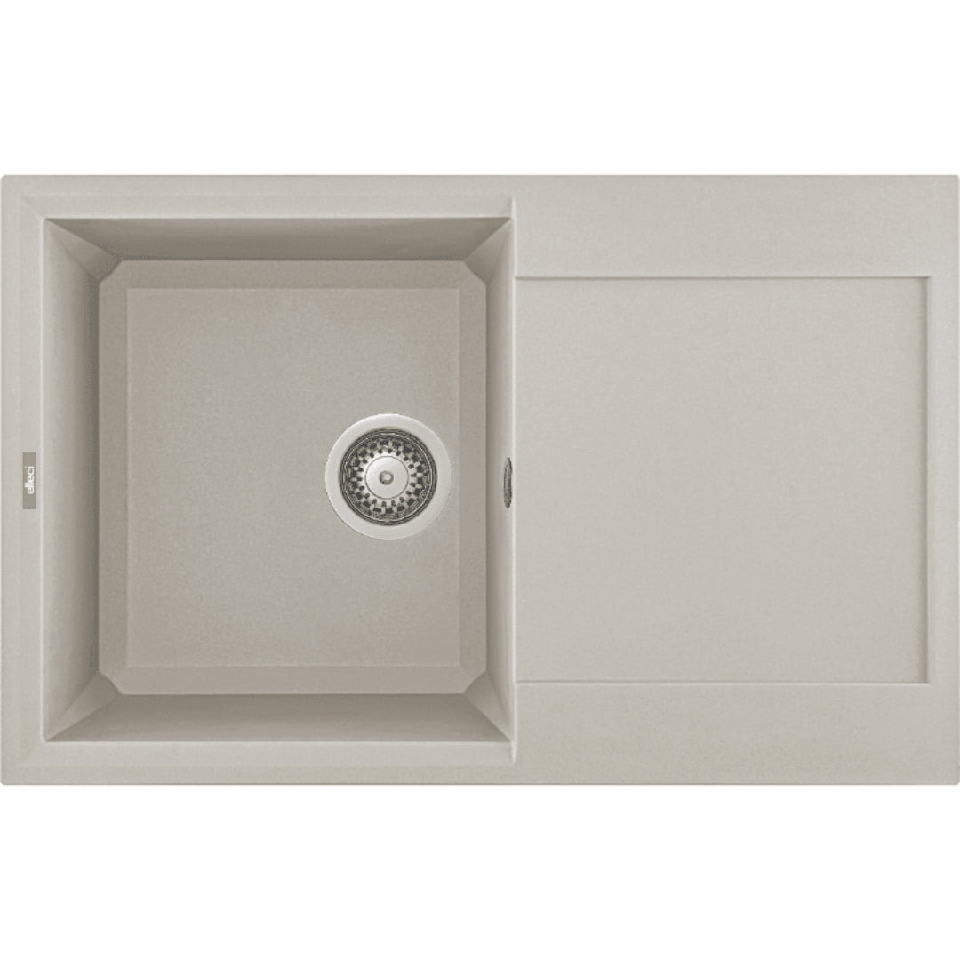 Elleci Easy 300 LGY30039 Lavello 1 Vasca con Gocciolatoio Reversibile Sopratop Granitek Bianco Soft cm. 79 x 50