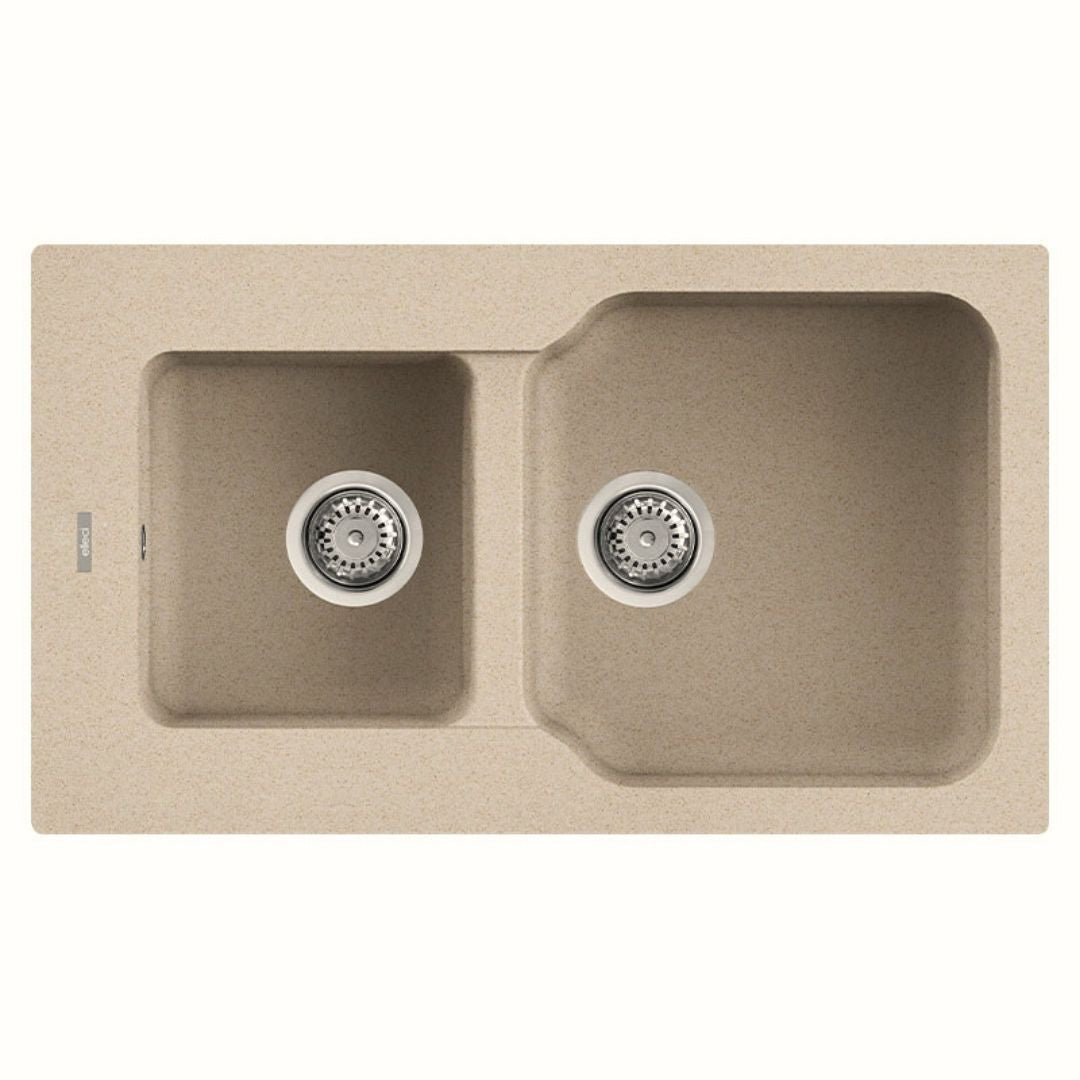 ELLECI FOX 430 LGF43051 Lavello Incasso Sopratop 2 Vasche Granitek Avena cm. 86 x 50