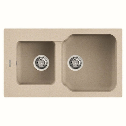 ELLECI FOX 430 LGF43051 Lavello Incasso Sopratop 2 Vasche Granitek Avena cm. 86 x 50
