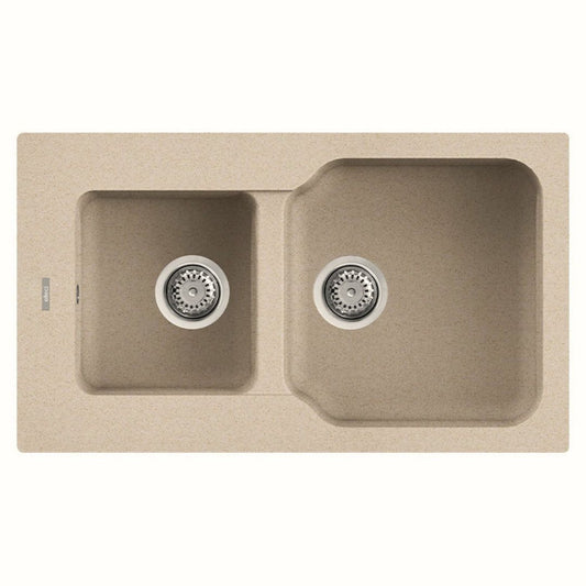 ELLECI FOX 430 LGF43051 Lavello Incasso Sopratop 2 Vasche Granitek Avena cm. 86 x 50