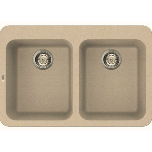 Elleci Fox 340 LGF34051BTP Lavello 2 Vasche Granitek Incasso Sopratop Avena cm. 80 x 53
