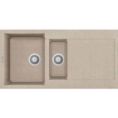 ELLECI EASY 475 LGY47551 Lavello 1 Vasca e 1/2 con Gocciolatoio Reversibile Avena Granitek cm. 100 x 50