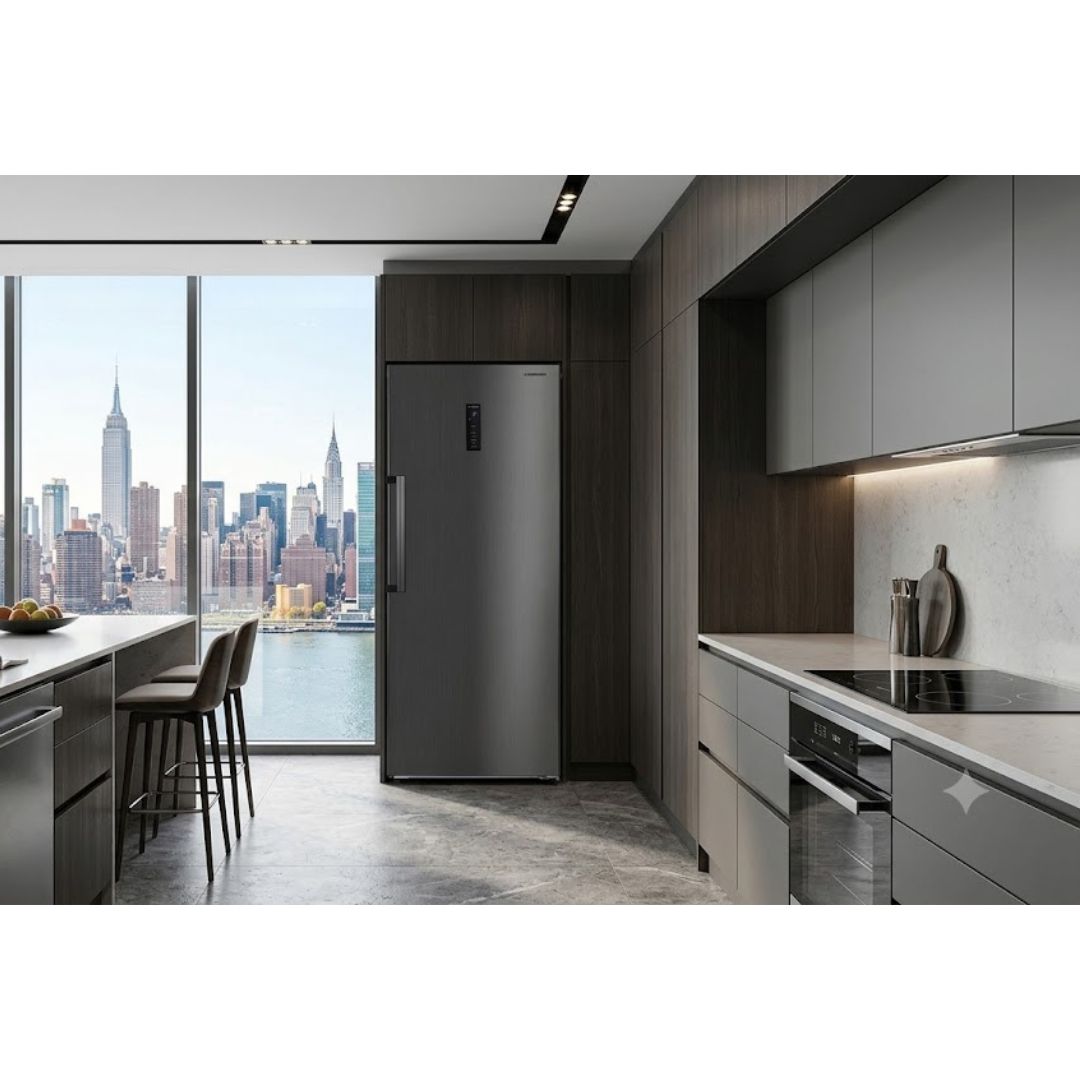 CROMBERG HRH1P47BX Frigorifero Americano Monoporta No Frost 359 L Nero Inox Classe E Display LED Invertercm. 60 x 185