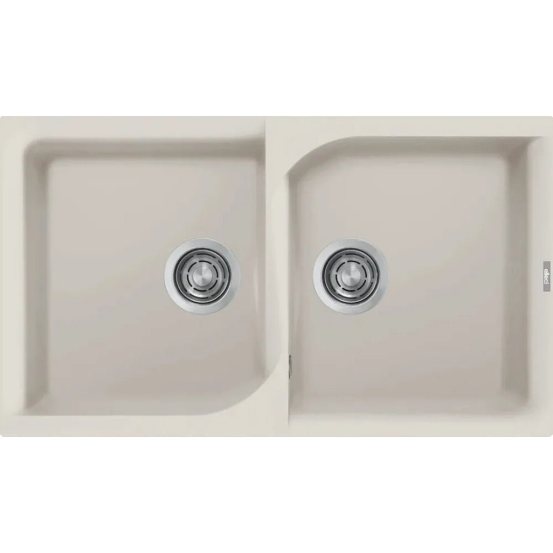 Elleci EGO LGE45039 Lavello 2 Vasche Sopratop Granitek Bianco Soft cm. 86 x 50