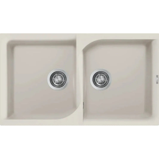 Elleci EGO LGE45039 Lavello 2 Vasche Sopratop Granitek Bianco Soft cm. 86 x 50