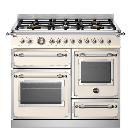 F.LLI BERTAZZONI HERITAGE HER106L3EAVT2 Cucina Avorio 6 Fuochi Gas con Triplo Forno Elettrico Multifunzione e Air Fryer cm. 100 x 60