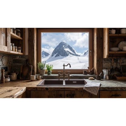 Elleci Quadra 350 LKQ35087 Lavello da Incasso Sopratop 2 Vasche Keratek Cocoa cm. 79 x 50
