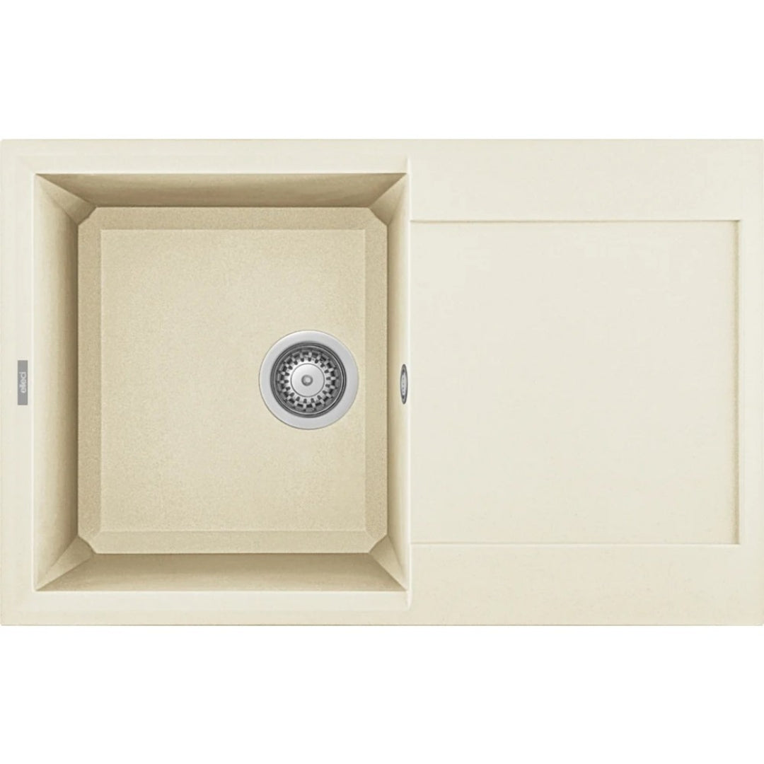 Elleci Easy 300 LGY30062 Lavello 1 Vasca con Gocciolatoio Reversibile Sopratop Granitek Bianco Antico 79 x 50 cm