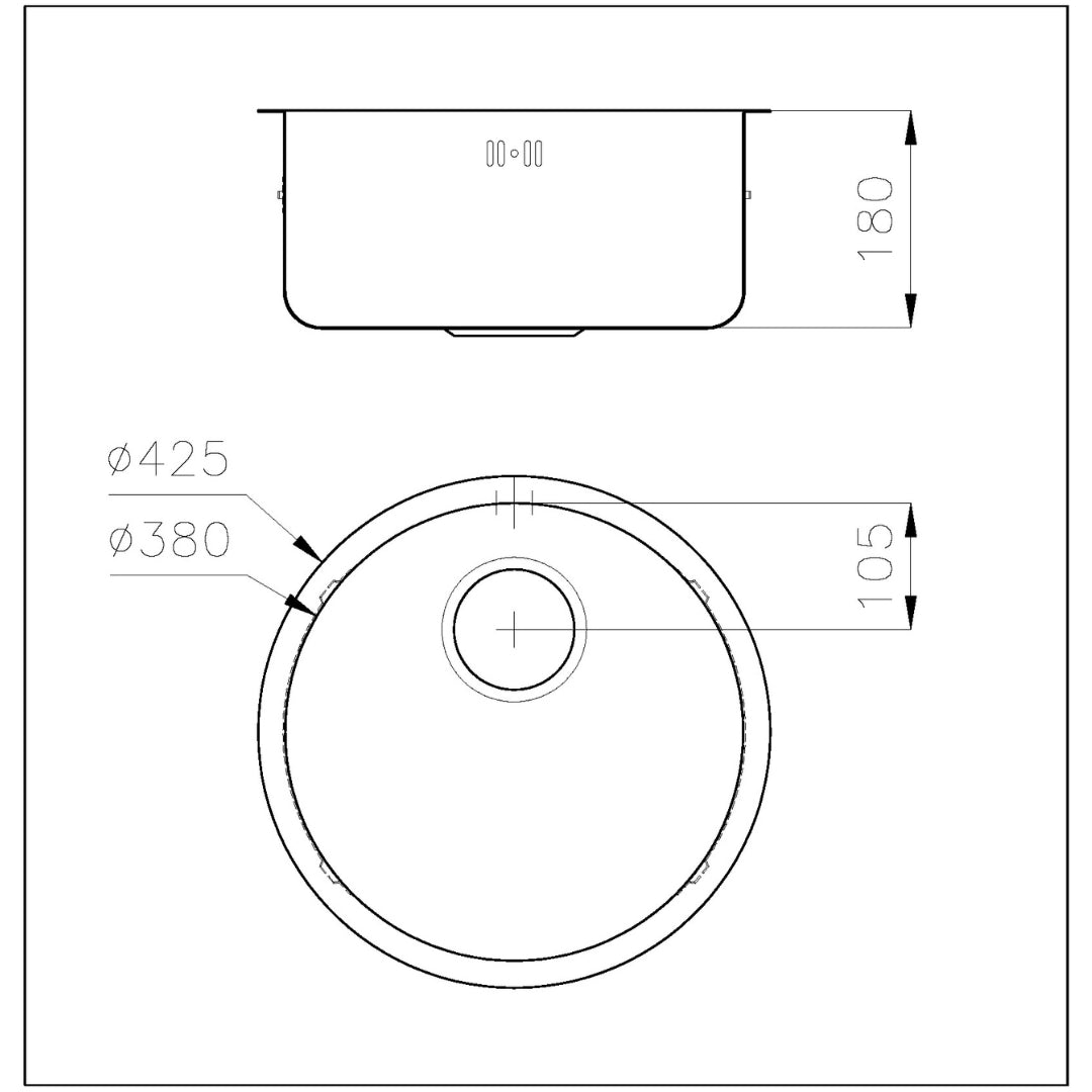 Foster 1130060 Lavello Rotondo 1 Vasca Incasso Sopratop/Filotop Acciaio Inox Spazzolato Ø cm. 42