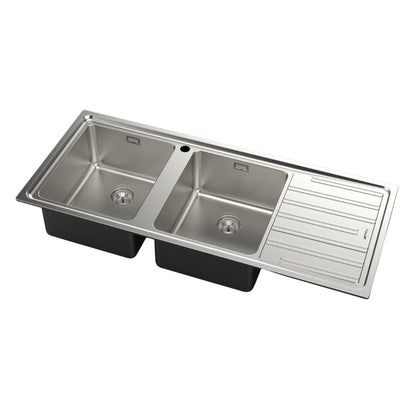 FOSTER KF 3271052 Lavello Cucina 2 Vasche Sinistra Gocciolatoio Destra Incasso Sopratop Inox cm. 116x50