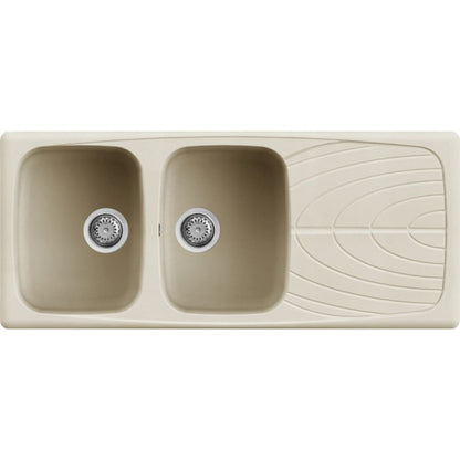 ELLECI MASTER 500 LGM50062 Lavello 2 Vasche Gocciolatoio Reversibile Granitek Bianco cm. 116 x 50