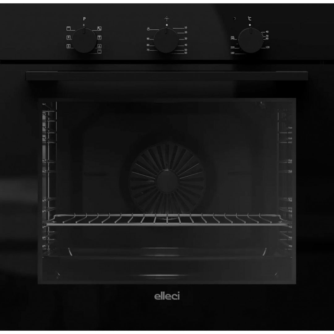 ELLECI FVUR601BKNB Forno Elettrico Ventilato Incasso Grill A Nero 80 Lt cm 60 x 60