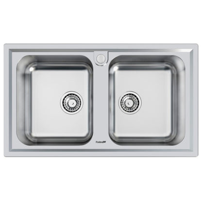 FOSTER ELETTRA 5886060 Lavello Cucina 2 Vasche Incasso Sopratop Acciaio Inox Spazzolato cm. 86 x 51