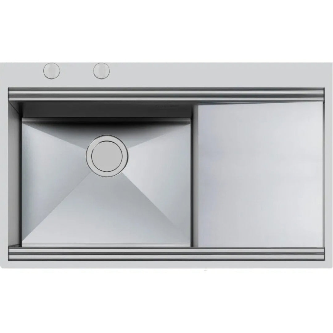 Foster Milanello 1040052 Lavello Filotop 1 Vasca Sinistra Gocciolatoio Destra Acciaio inox mm. 806 x 520