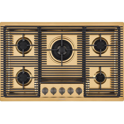 FOSTER MILANELLO 7682009 Piano Cottura a Gas da Incasso 5 Fuochi PVD Oro con Griglie in Ghisa cm. 80 x 51