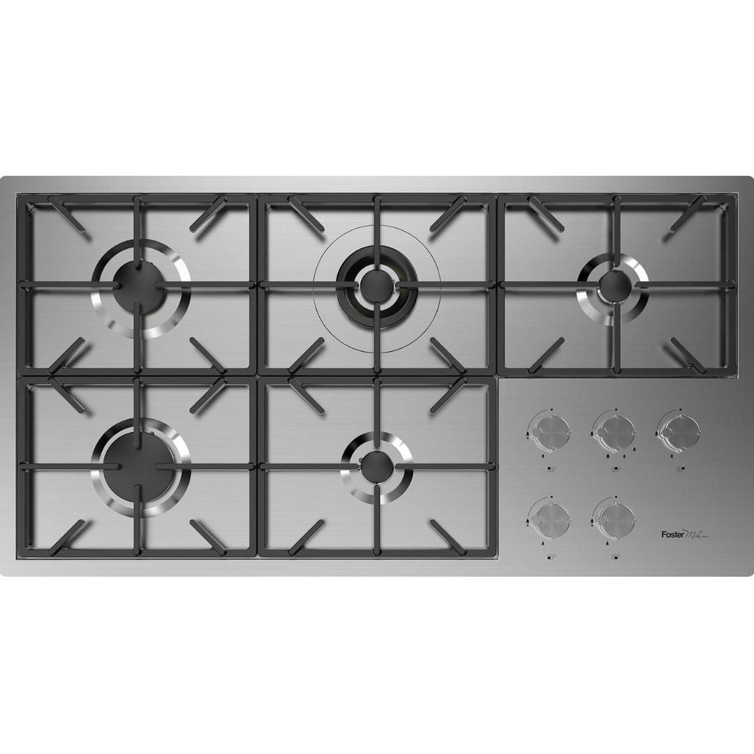 FOSTER MILANO 7638000 Piano Cottura a Gas da Incasso 5 Fuochi in Acciaio Inox Satinato cm. 105 x 56