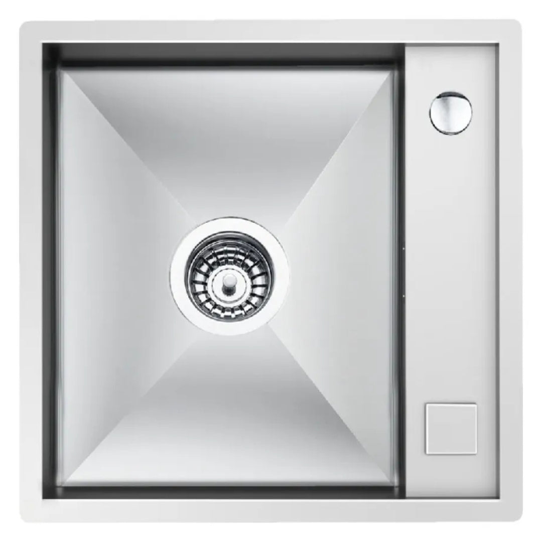 Foster 1236050 Quadra Lavello da Cucina Incasso Filotop Acciaio Inox Spazzolato 44 x 44 cm