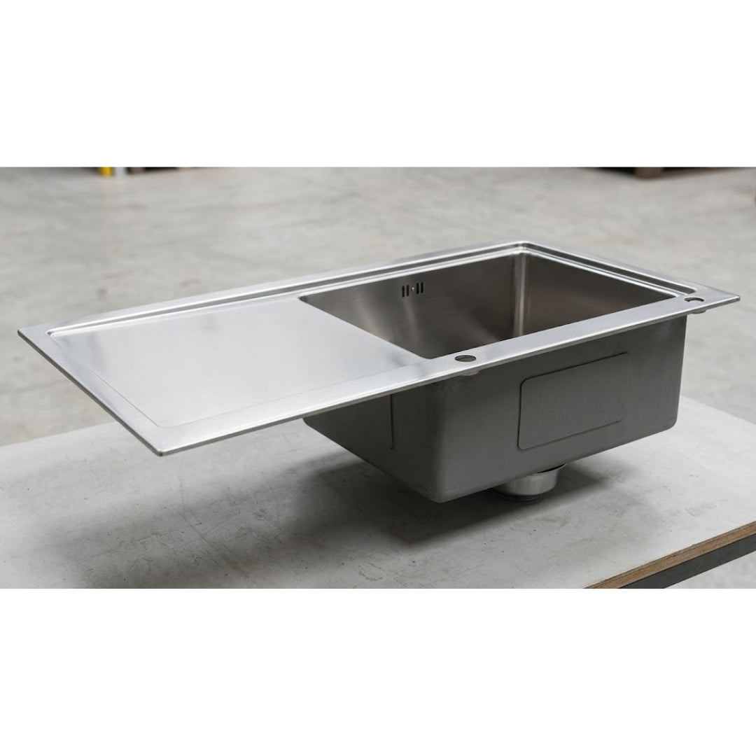 Foster Master 1250052 Lavello 1 Vasca Incasso Filotop Gocciolatoio a Destra Acciaio Inox Spazzolato cm. 86 x 52
