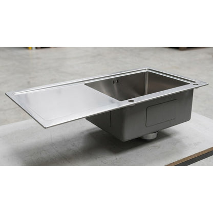 Foster Master 1250052 Lavello 1 Vasca Incasso Filotop Gocciolatoio a Destra Acciaio Inox Spazzolato cm. 86 x 52