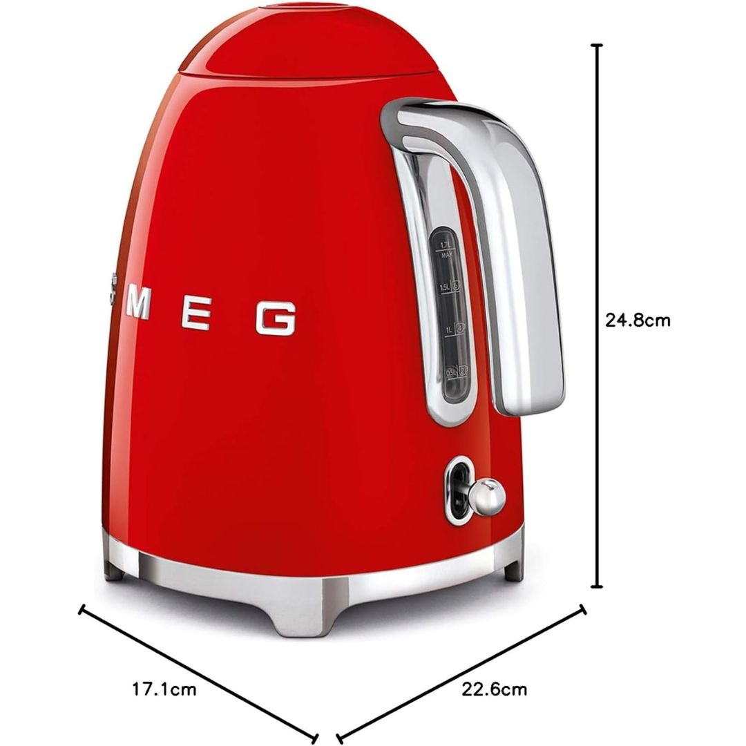 SMEG KLF03RDEU Bollitore Elettrico Capacita 1.7 Lt. Rosso Estetica 50’s Style
