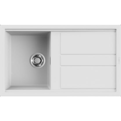 Elleci Best 400 LKB40096 Lavello 1 Vasca con Gocciolatoio Reversibile Sopratop Keratek Bianco Kera cm. 86 x 51