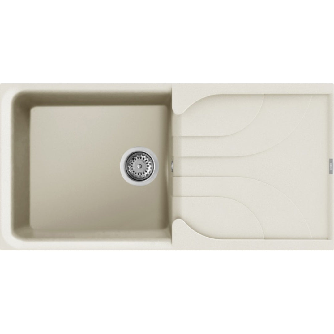 Elleci Ego 480 LGE48062 Lavello 1 Vasca con Gocciolatoio Reversibile Sopratop Granitek Bianco Antico cm 100 x 50